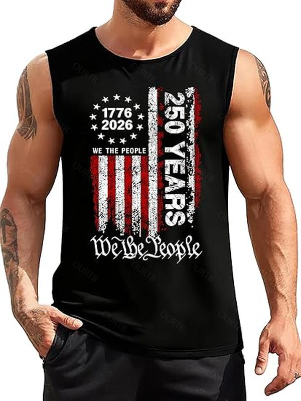 250 Anniversary USA Shirts Mens 250th American Flag Tank Tops 4th of July Tshirt Happy 250 Years Birthday 1776 Tee Menswear