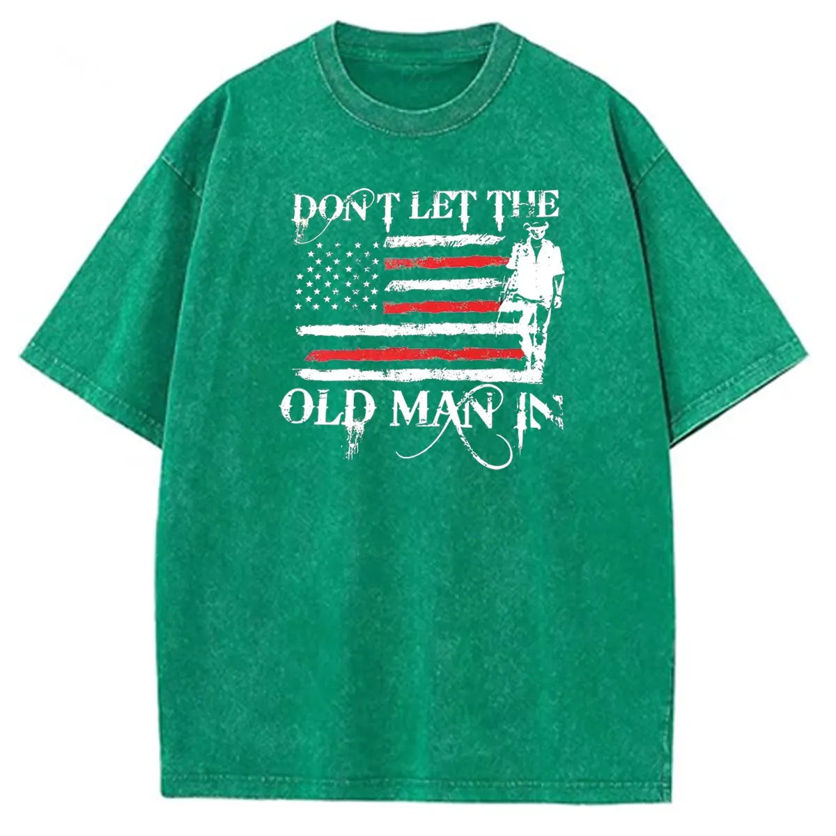 Don't Let The Old Man In  Pattern Washing And Aging Process Crew Neck T-Shirt