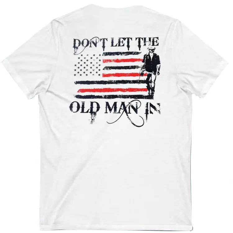 Don't Let The Old Man In Pattern Print 100%Cotton V Neck T-Shirt