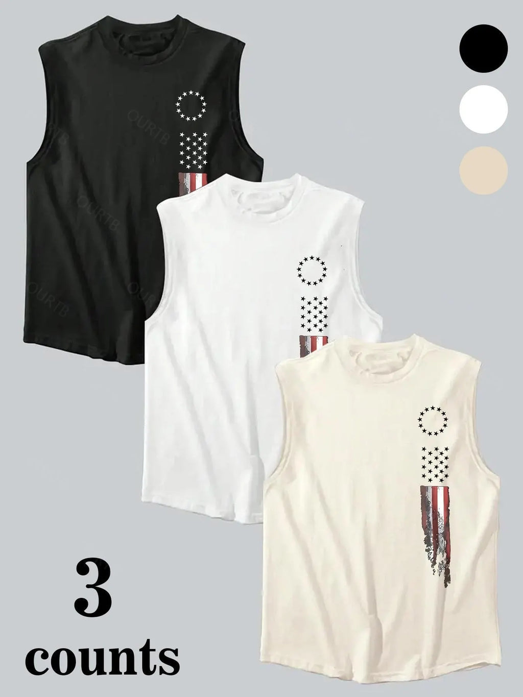 Men's American Flag Print Tank Top, Regular Fit Casual Sleeveless Top for Summer