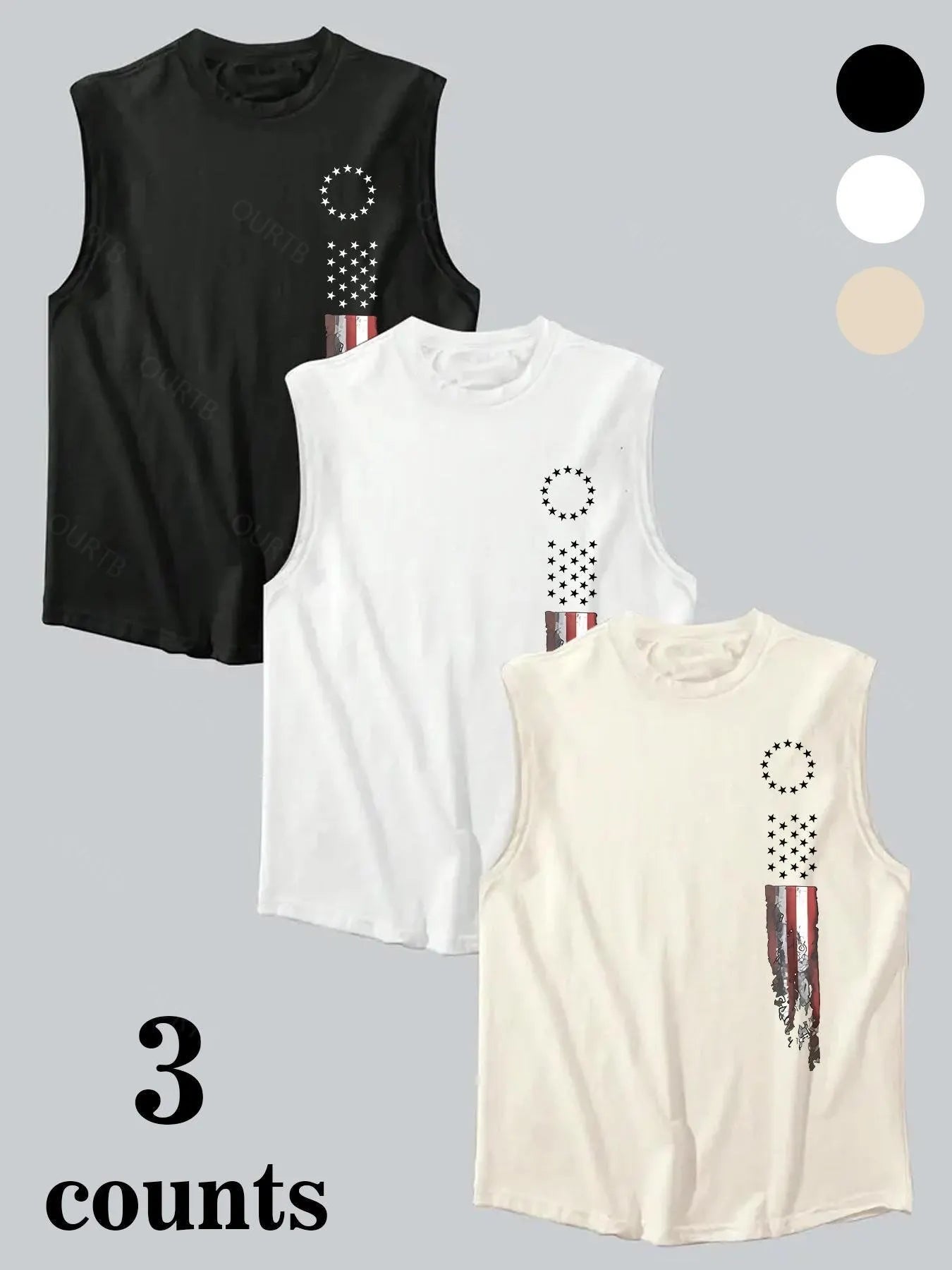 Men's American Flag Print Tank Top, Regular Fit Casual Sleeveless Top for Summer
