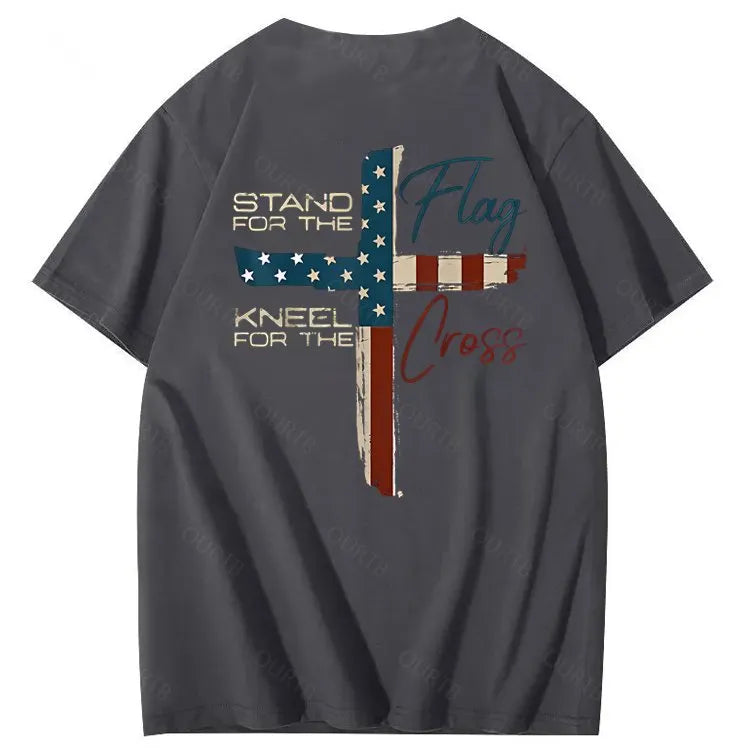 Stand For The Flag Kneel For The Cross 4th Of July T-Shirt