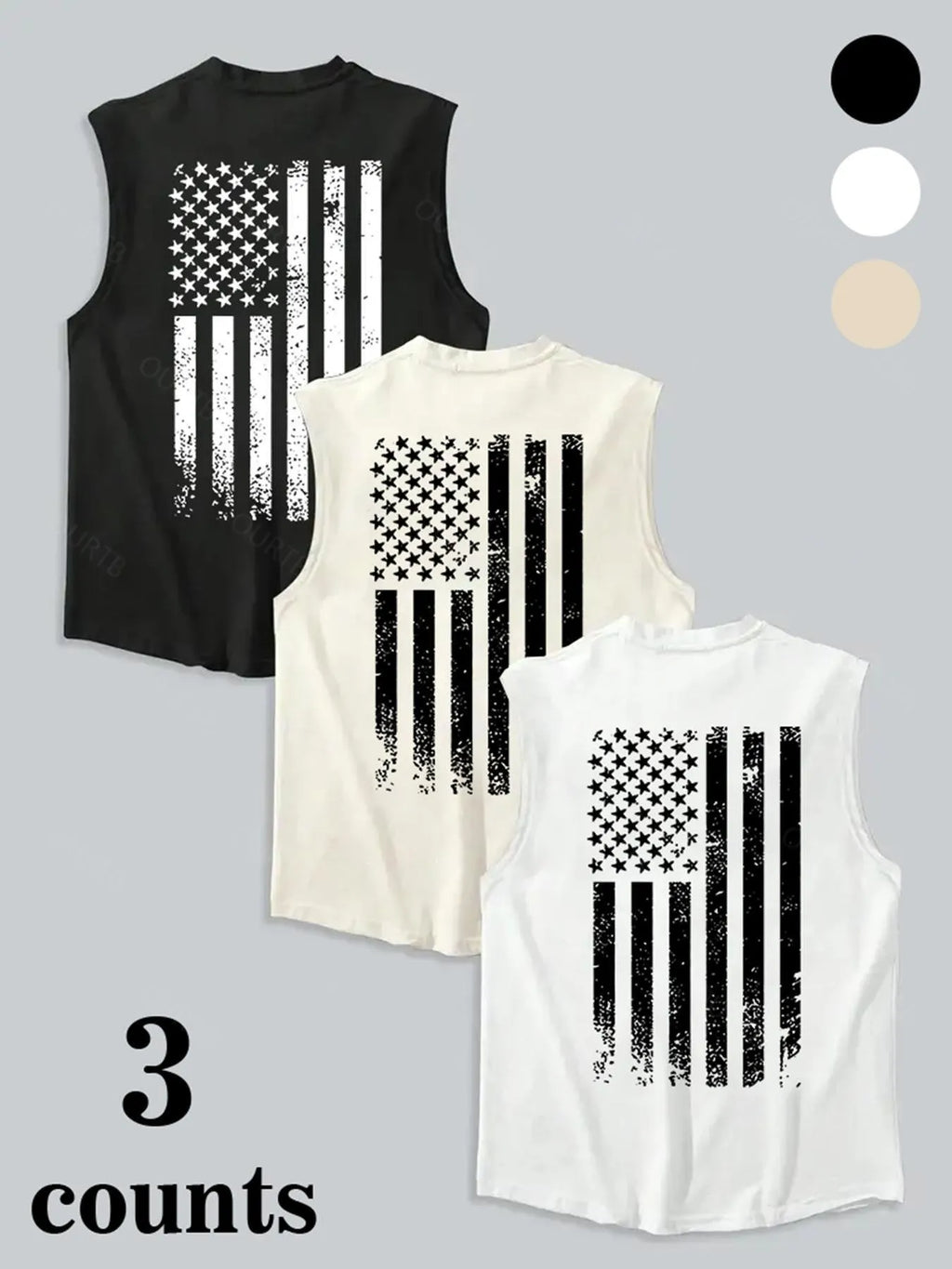 Men's American Flag Print Tank Top, Regular Fit Casual Sleeveless Top for Summer