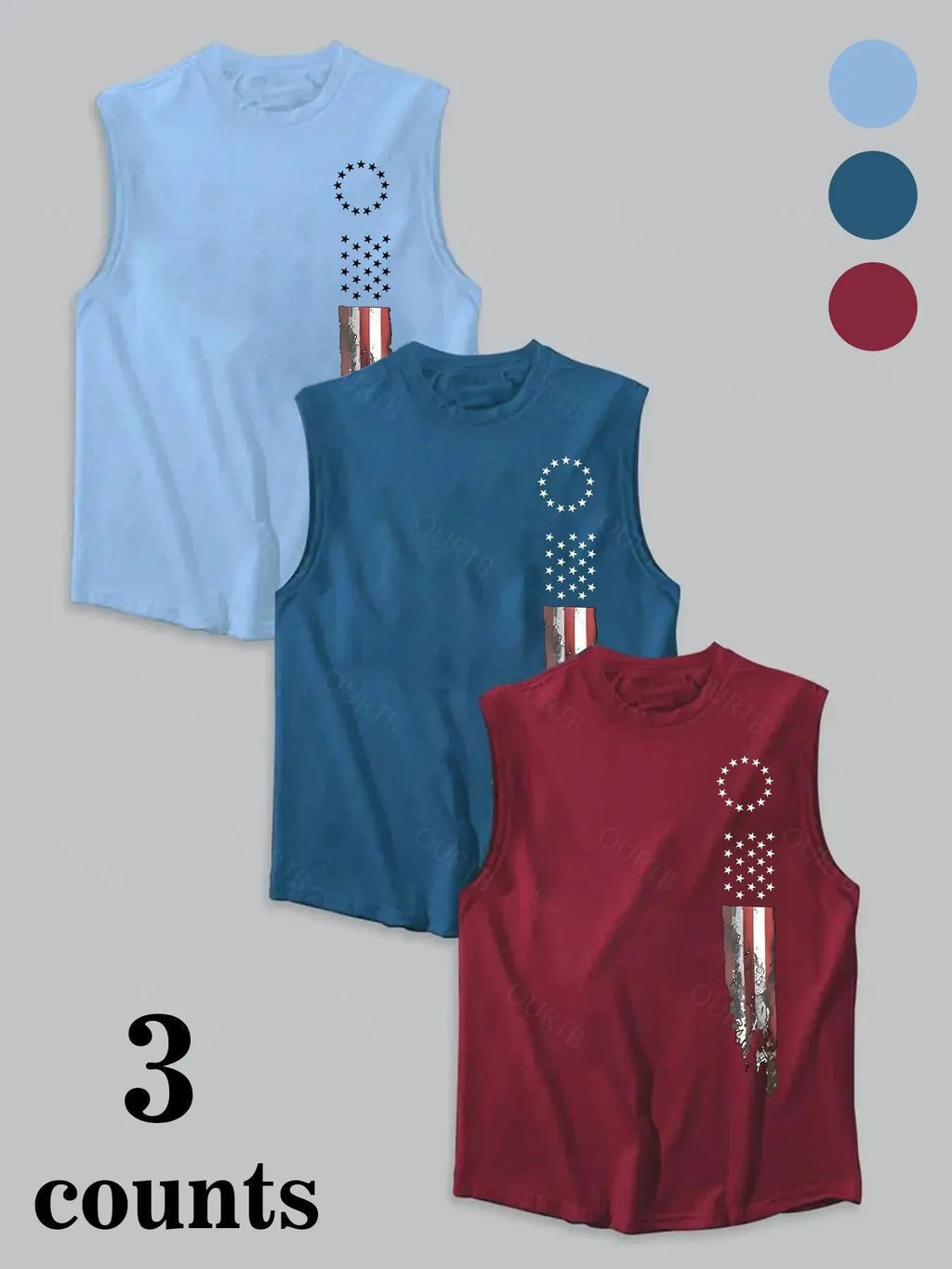 Men's American Flag Print Tank Top, Regular Fit Casual Sleeveless Top for Summer