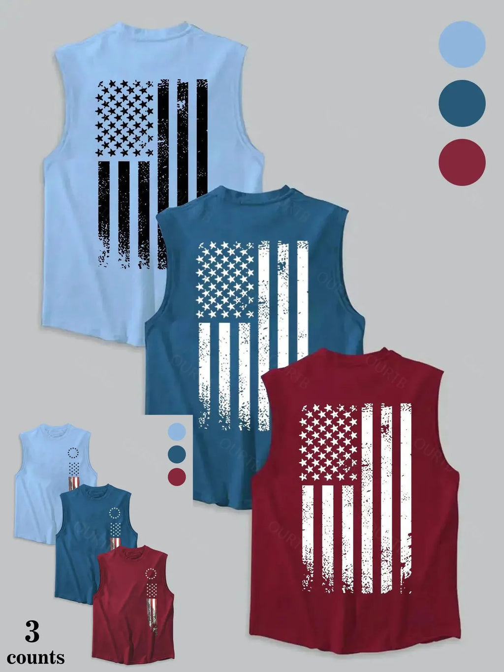 Men's American Flag Print Tank Top, Regular Fit Casual Sleeveless Top for Summer