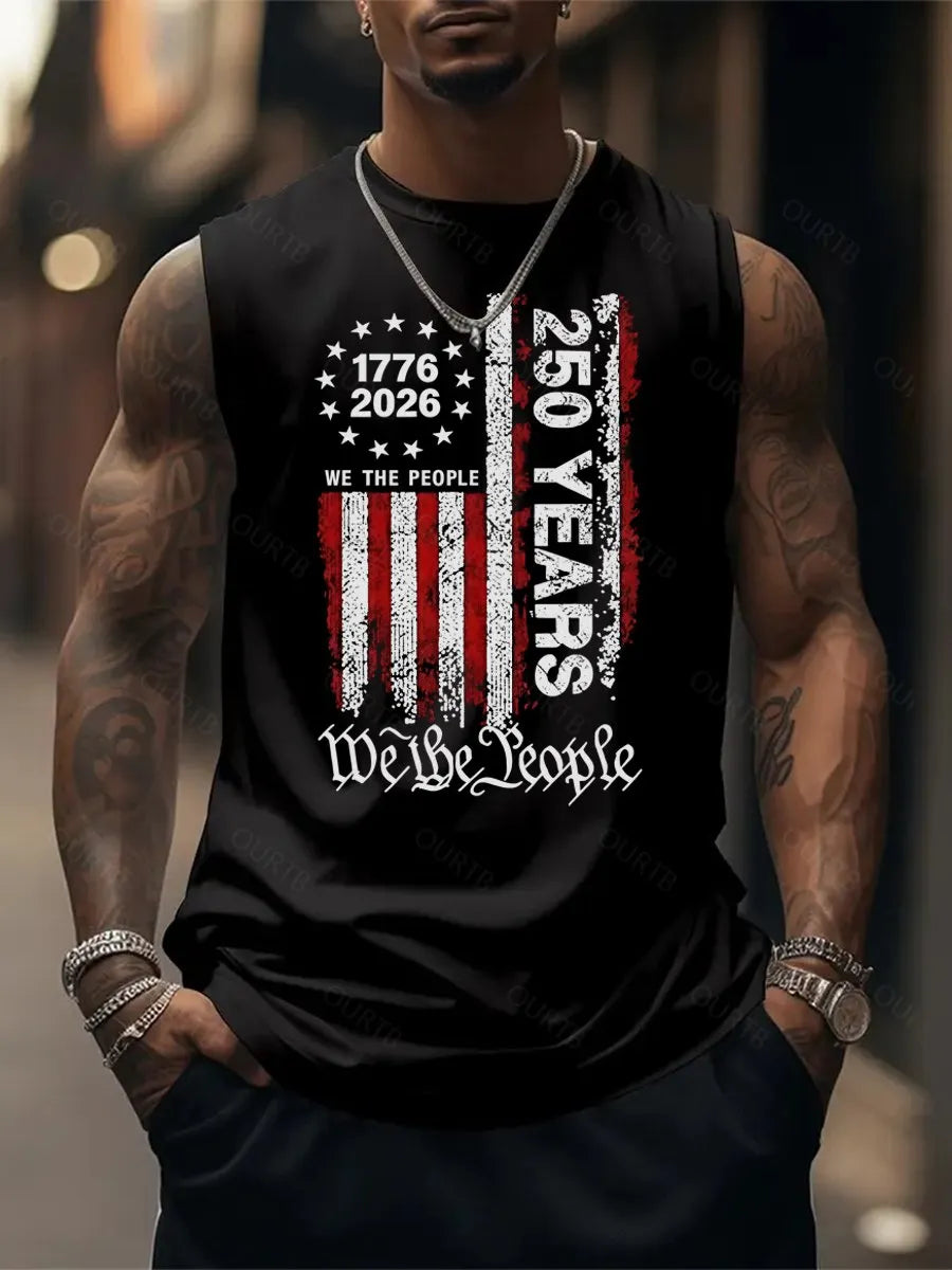 250 Anniversary USA Shirts Mens 250th American Flag Tank Tops 4th of July Tshirt Happy 250 Years Birthday 1776 Tee Menswear