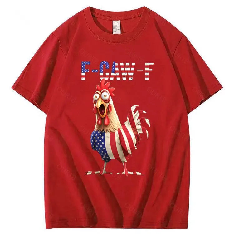 F-Caw-F America Flag Chicken  Pattern100% Cotton T-Shirt