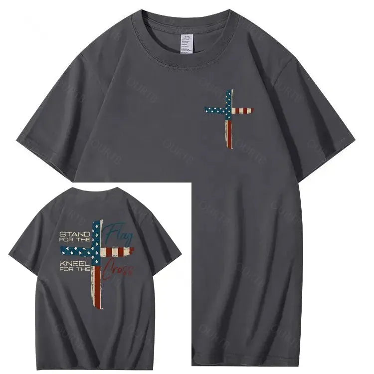 Stand For The Flag Kneel For The Cross 4th Of July T-Shirt