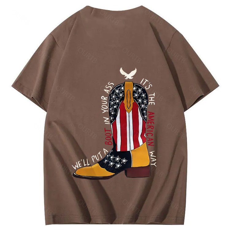 Red White And Blue  Pattern Print 100%Cotton T-Shirt