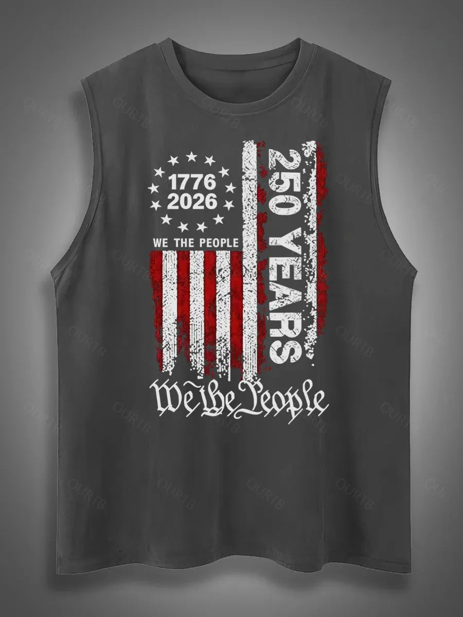 250 Anniversary USA Shirts Mens 250th American Flag Tank Tops 4th of July Tshirt Happy 250 Years Birthday 1776 Tee Menswear