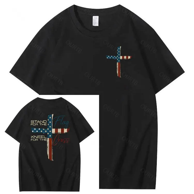 Stand For The Flag Kneel For The Cross 4th Of July T-Shirt
