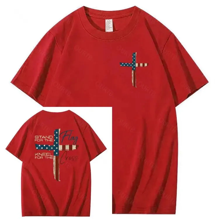 Stand For The Flag Kneel For The Cross 4th Of July T-Shirt