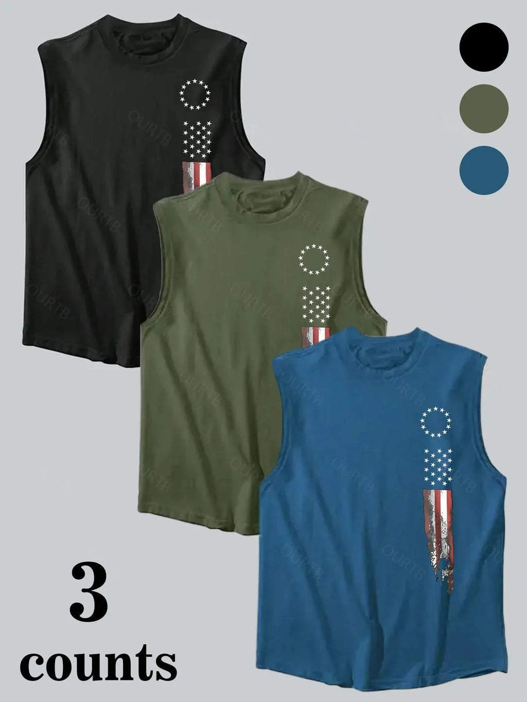 Men's American Flag Print Tank Top, Regular Fit Casual Sleeveless Top for Summer