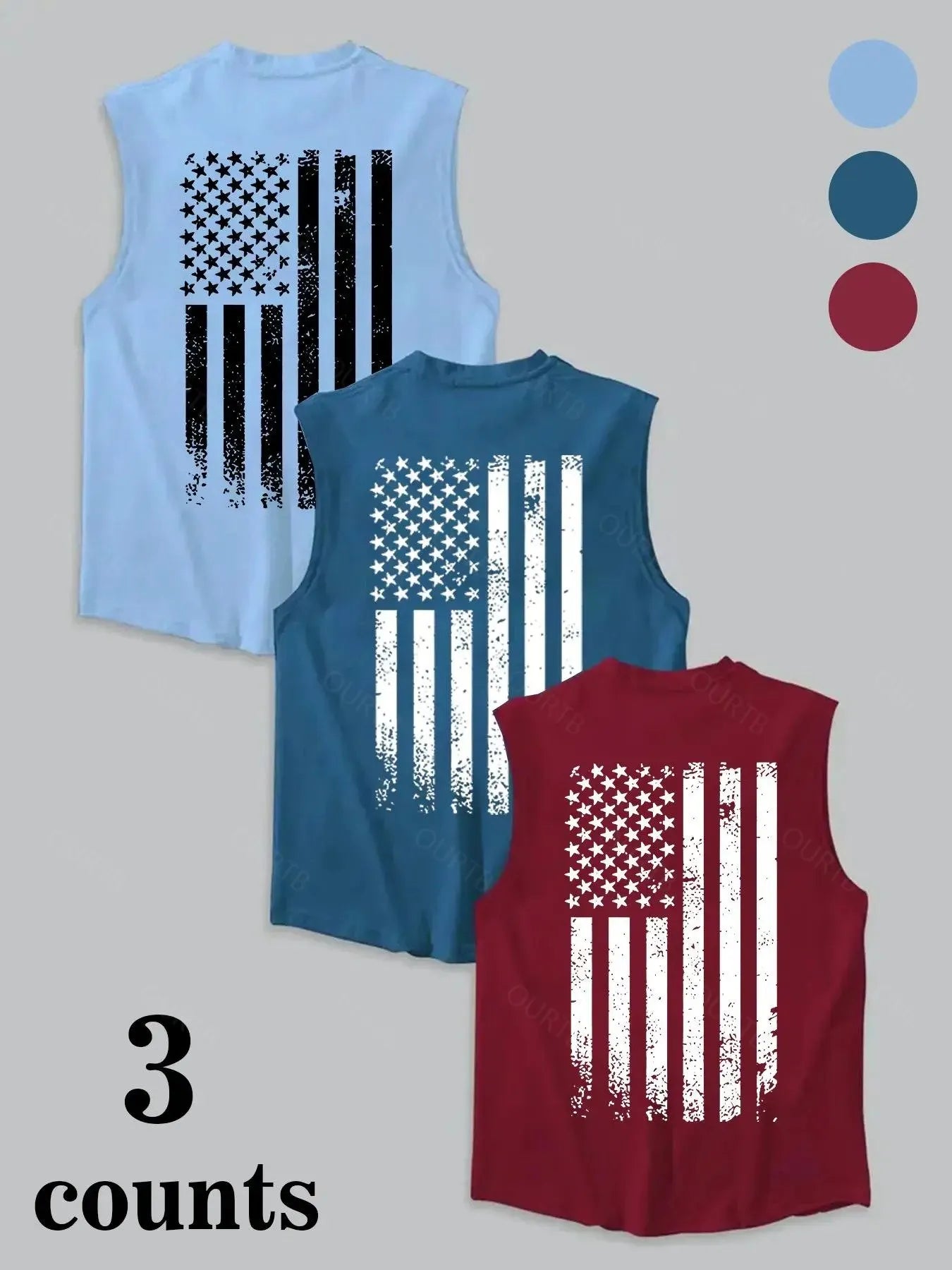 Men's American Flag Print Tank Top, Regular Fit Casual Sleeveless Top for Summer
