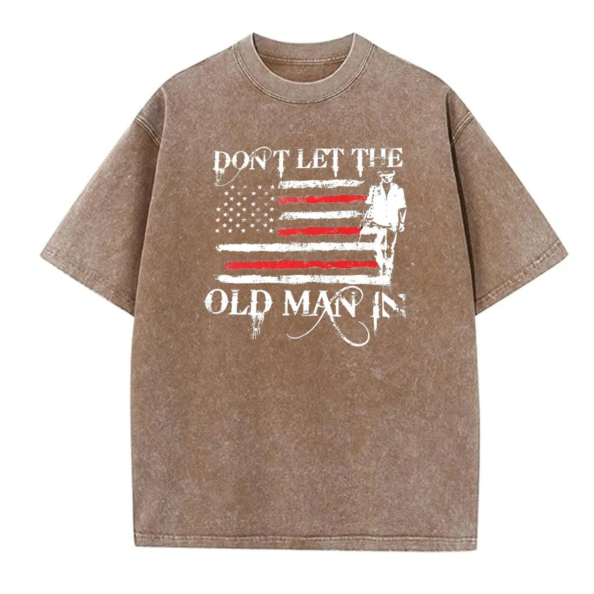 Don't Let The Old Man In  Pattern Washing And Aging Process Crew Neck T-Shirt